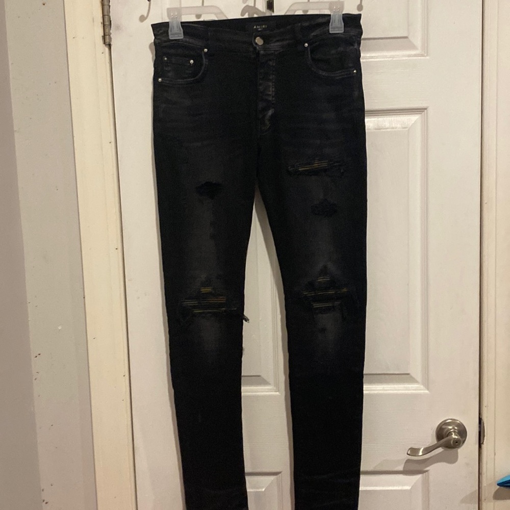 Amiri faded black mx1 skinny jeans, men’s 31us